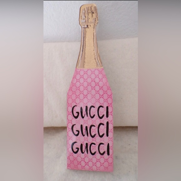 Gucci Other - Gucci Champagne Pink & Gold Luxury Bottle Wood Home Shelf Decor